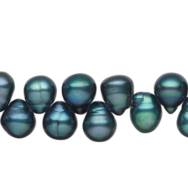 Freshwater pearl 1pkg1, top-drilled rice, 15.5-16 inch spruce 8x7mm-12x8mm cultured image number 0