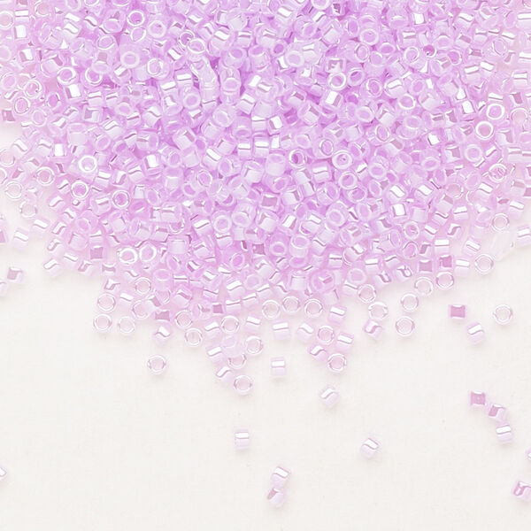 Seed bead, Delica®, glass, pkg/7.5g, #11 round, opaque inside dyed color luster light orchid (DB-0248). image number 0