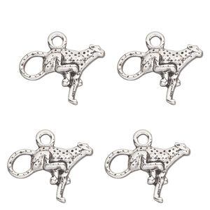 Charm, antique silver-finished "pewter" (zinc-based alloy) , 18x12mm single-sided cheetah. Sold per pkg of 4.