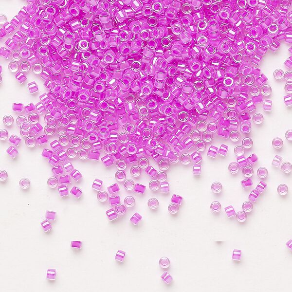 Seed bead, Delica®, glass, pkg/250g, #11 round, translucent luminous inside dyed color purple (DB-2038). image number 0