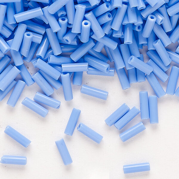 Bead, Preciosa Ornela Czech glass, bugle bead, pkg/500g, #3, opaque powder blue, (33020). image number 0