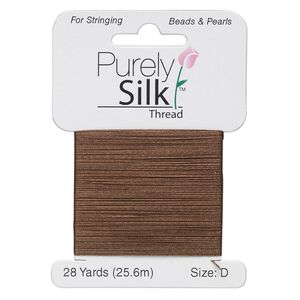 Thread, Purely Silk™, chestnut, size D. Sold per 28-yard card.