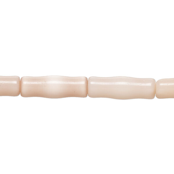 Bead, cat's eye glass (fiber optic glass), light peach, 17x5mm-17x7mm vase. Sold per 14-inch strand, approximately 20 beads. image number 0