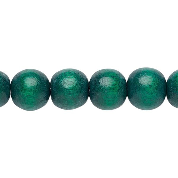 Bead 1pkg1, Taiwanese cheesewood (dyed / waxed), dark green, 9-10 round, 15-1/2 to 16 inches. image number 0