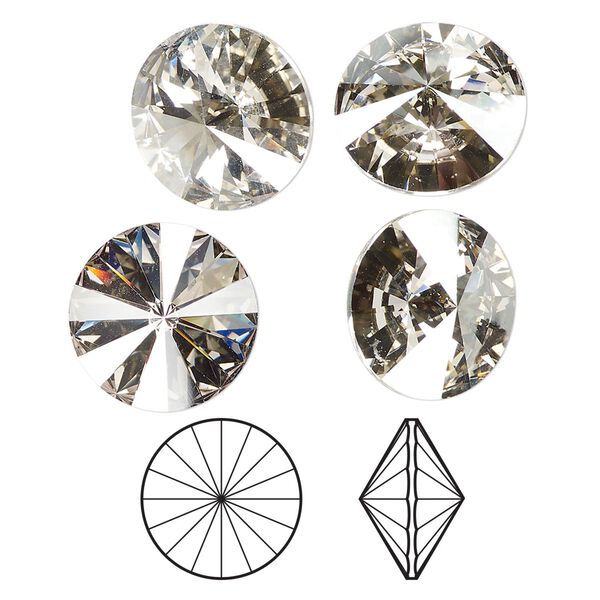 Chaton 144pk crystal silver shade foil back, Swarovski® 14mm rivoli 1122 image number 0
