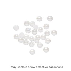 Cabochon, glass pearl, white luster, 3-4mm non-calibrated round. Sold per pkg of 25.