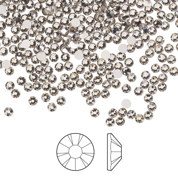 Flat back 144pk black diamond foil back, Preciosa MAXIMA Czech crystal rhinestone 2.1-2.3mm chaton rose round SS7 image number 0