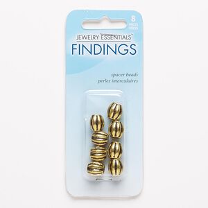 Bead, antiqued gold-finished "pewter" (zinc-based alloy), 10x10mm fluted barrel with 3.5-4mm hole. Sold per pkg of 8.