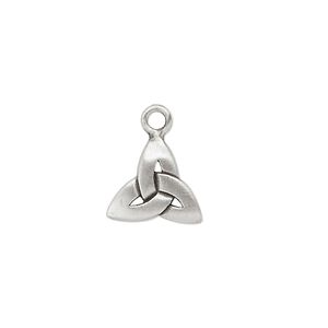 Drop, antiqued "pewter" (zinc-based alloy), 11x11x11mm triangle with Celtic knot. Sold per pkg of 2.