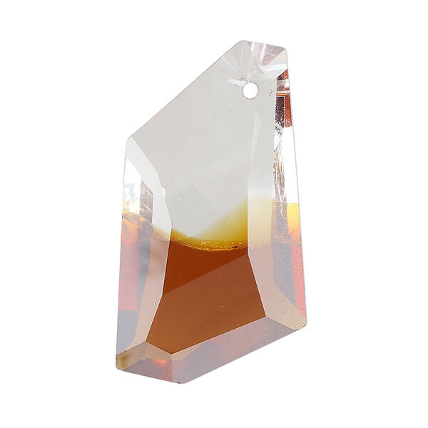 Focal glass 1pk 36x19mm faceted freeform, translucent and transparent amber clear image number 0