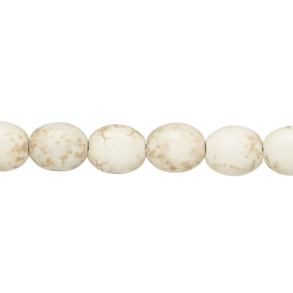 Bead, magnesite (dyed / stabilized), tan, 9x8mm-10x8mm puffed oval, C grade, Mohs hardness 3-1/2 to 4. Sold per 15-inch strand. image number 0