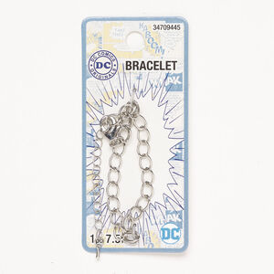 Bracelet 1pkg1, silver-finished brass and steel, 6mm curb chain with lobster claw clasp and 2-inch extender chain, 7-1/2 inches.