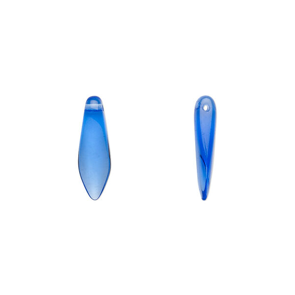 Bead, Czech pressed glass, light cobalt, 15.5x5mm top-drilled dagger. Sold per 15-1/2" to 16" strand, approximately 135-150 beads. image number 0