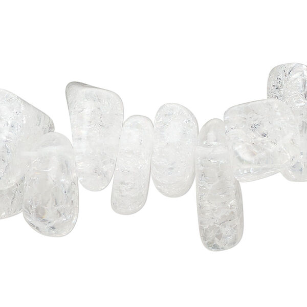 Bead, crackle glass, transparent clear, large chip. Sold per 15-inch strand. image number 0