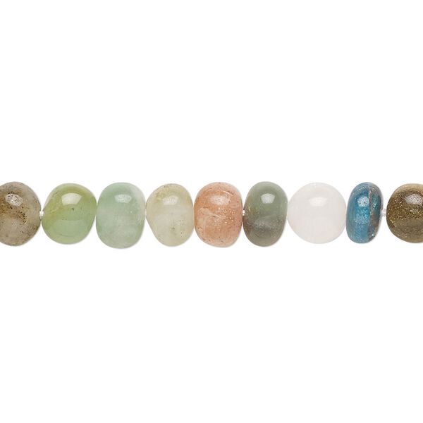Bead, multi-gemstone (natural/dyed/heated), 6x4mm-7x6mm hand-cut rondelle and 6-7mm round, C- grade, Mohs hardness 3-7. Sold per 14-inch strand, approximately 75 beads. image number 0
