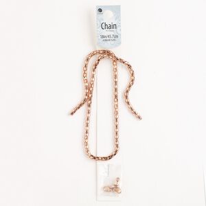 Chain and finding assortment, brass and steel, pkg/6, copper finish, 4mm lantern chain and mixed findings.