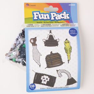 Lanyard kit mix, steel / acrylic / nylon, pkg/1, silver finish and mixed colors, pirate theme.