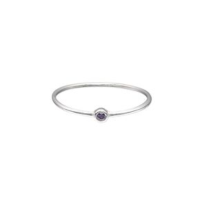 Ring, Create Compliments®, cubic zirconia and sterling silver, amethyst purple, 3mm wide, size 9. Sold individually.