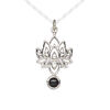 Black onyx / sterling silver 1pkg1, antiqued lotus drop 22.5x14.5mm image number 0