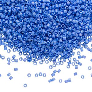 Seed bead, Delica®, glass, pkg/50g, #11 round, opaque matte rainbow cyan blue (DB-1597).