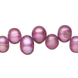 Freshwater pearl 1pkg1, top-drilled rice, 14 inch light elderberry 9x8mm-14x8mm cultured