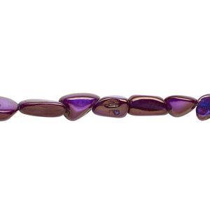 Bead, mother-of-pearl shell (dyed), dark purple, small to large pebble, Mohs hardness 3-1/2. Sold per 30-inch strand.