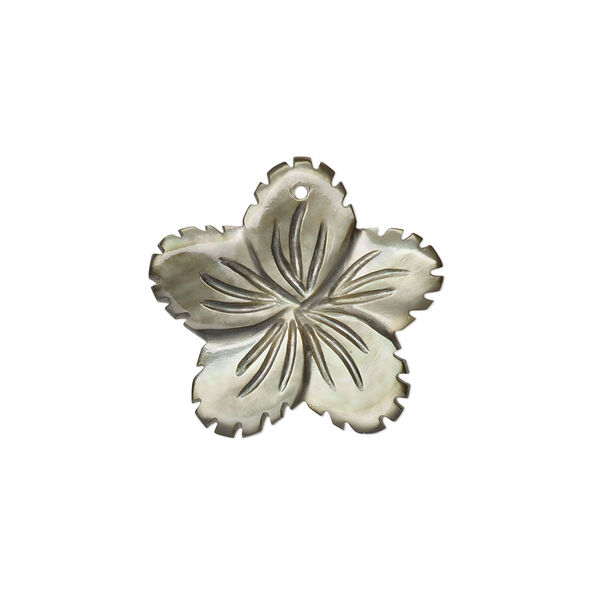 Drop, black lip shell (natural), pkg/2, 19x19mm-21x21mm flower. image number 0