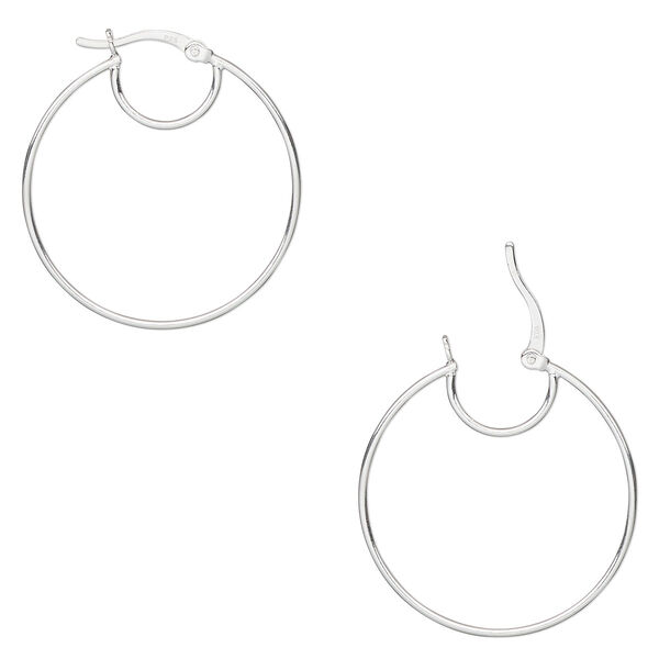 Hoop, sterling silver, 30mm round with closed loop, 19 gauge. Sold per pair. image number 0