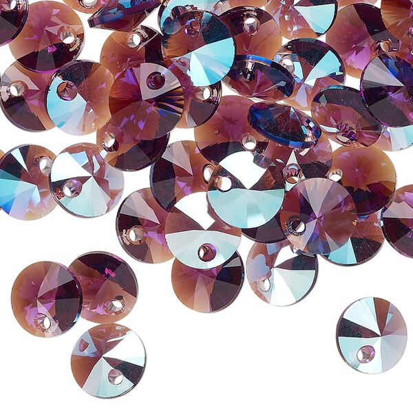 Drop 144pk amethyst shimmer, Swarovski® 8mm pendant mini disk 6428 image number 1