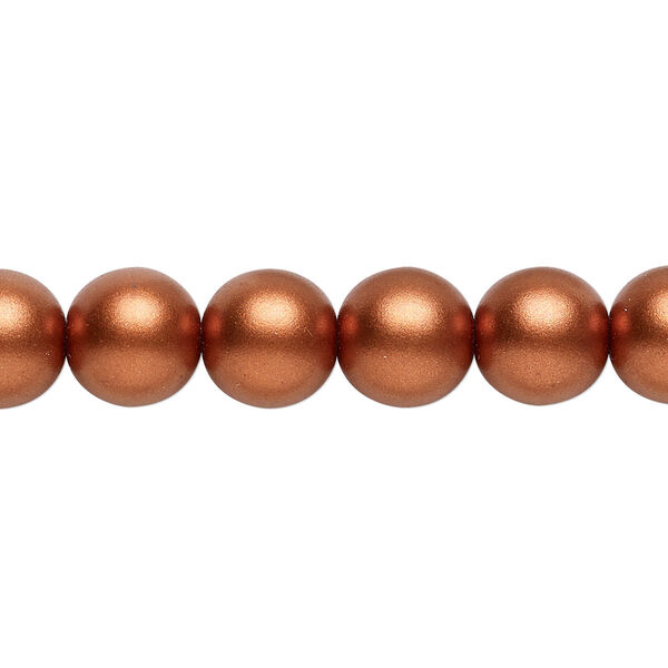 Bead, Czech glass druk, opaque satin copper, 10mm round. Sold per 15-1/2" to 16" strand. image number 0