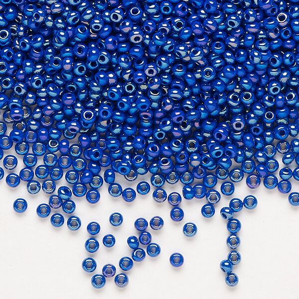 Seed bead, Preciosa Ornela Czech glass, pkg/50g, #11 rocaille, opaque rainbow blue, (34050). image number 0