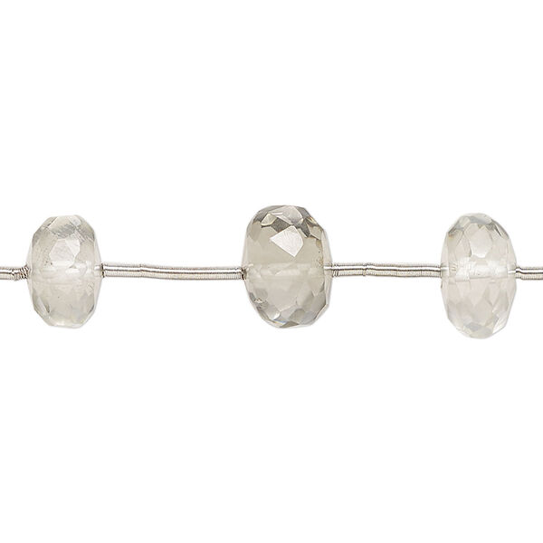 Green quartz 1pkg11, hand-cut faceted rondelle bead 8x4mm-10x6mm image number 0