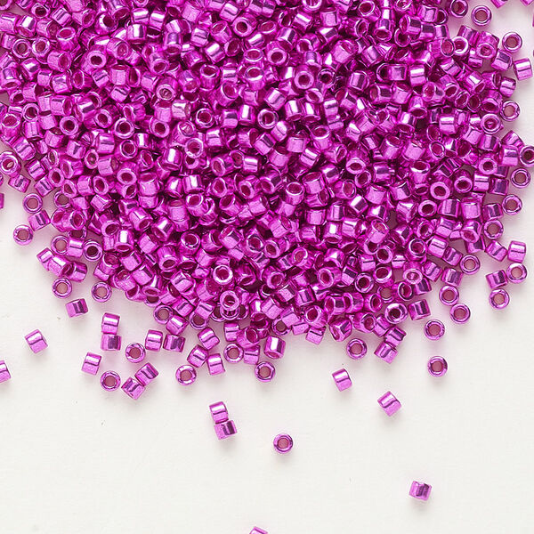 Seed bead, Delica®, glass, pkg/250g, #11 round, opaque galvanized fuchsia (DB-0422). image number 0