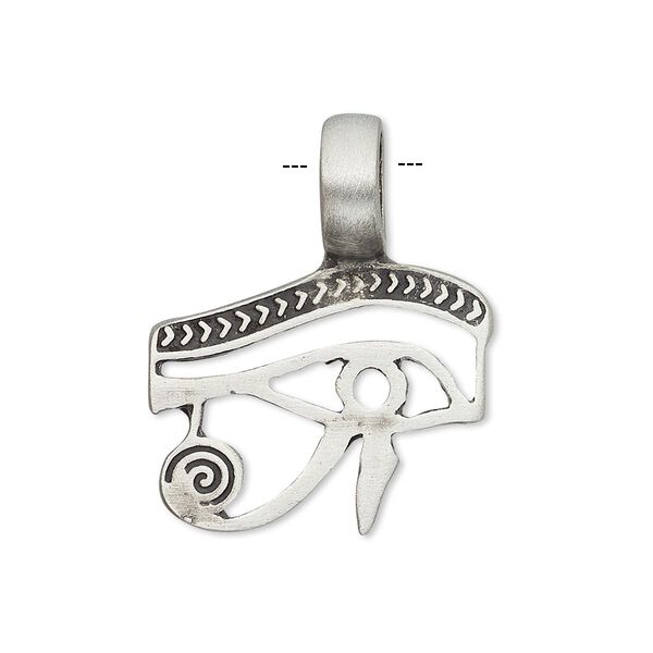Pendant, antiqued pewter (tin-based alloy), 28x23mm wedjat eye. Sold individually. image number 0