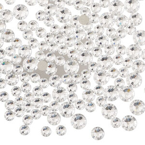 Flat back mix 1pkg150 crystal clear foil back, 3.00-4.80mm round SS12