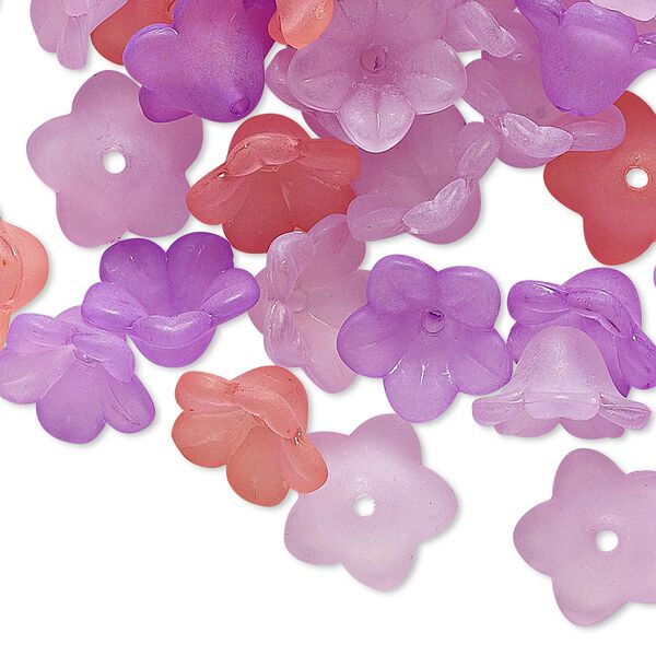 Component mix, acrylic, translucent frosted violet / pink / light purple, 11x7mm flower. Sold per pkg of 120. image number 0