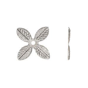 Component, antique silver-finished steel, 22mm single-sided leaves. Sold per pkg of 20.