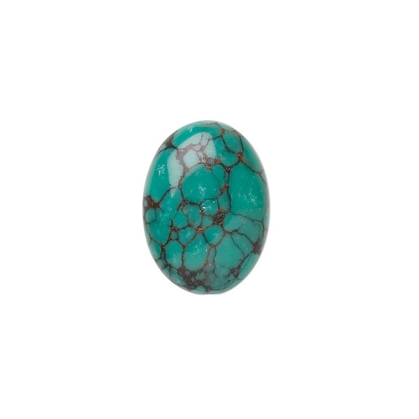 Cabochon, turquoise (dyed / stabilized), 18x13mm calibrated oval, B grade, Mohs hardness 5 to 6. Sold individually. image number 0