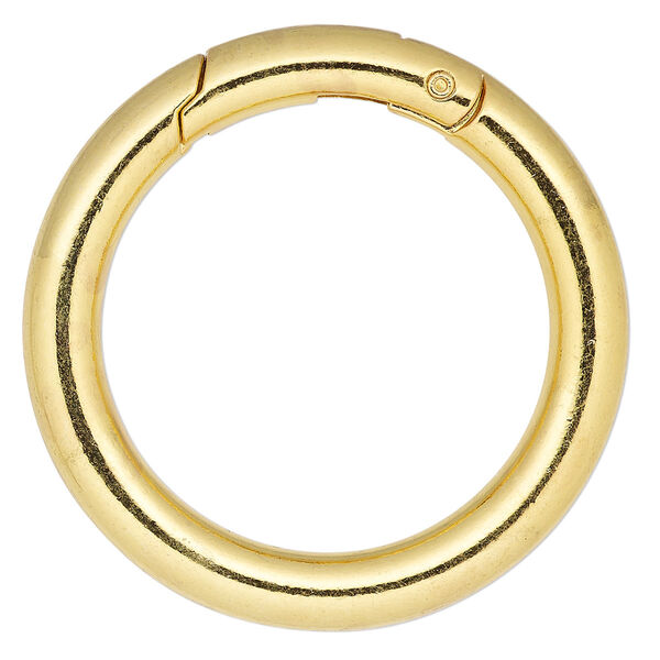 Clasp, self-closing hook, gold-finished steel and "pewter" (zinc-based alloy), 44.5mm round, 6mm thick. Sold per pkg of 2. image number 0