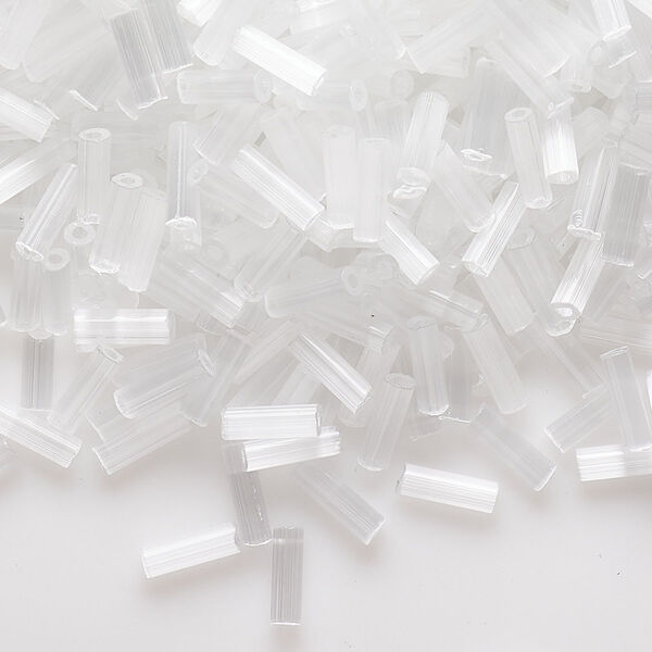 Bead, Preciosa Ornela Czech glass, bugle bead, pkg/500g, #3, satin opaque white, (05051). image number 0