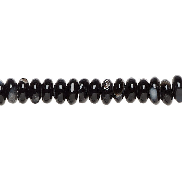 Black agate 1pkg1, rondelle bead C grade, 15 inch 6x2mm-7x4mm image number 0