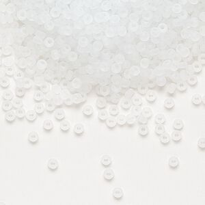 Seed bead, Miyuki, glass, pkg/250g, #11 rocaille, translucent matte crystal clear, (RR-131F).
