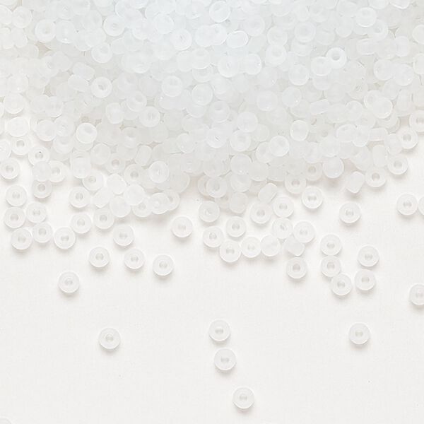 Seed bead, Miyuki, glass, pkg/250g, #11 rocaille, translucent matte crystal clear, (RR-131F). image number 0