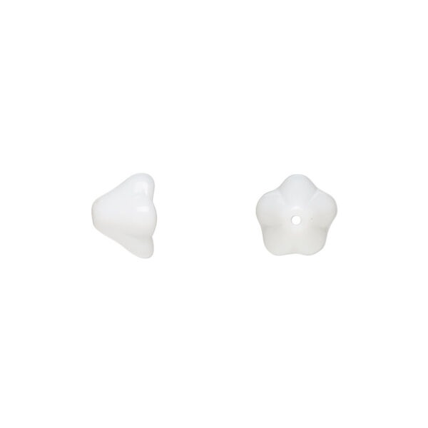 Bead, Czech pressed glass, opaque white, 8.5x6.5mm flower. Sold per 15-1/2" to 16" strand, approximately 80 beads. image number 0