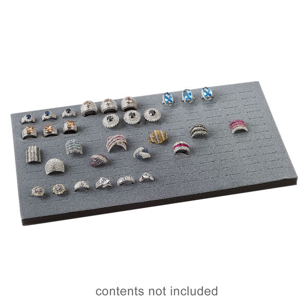 Display insert, ring, foam, grey, 14-1/2 x 7-1/2 x 3/4 inches with 144 slots, fits full standard tray. Sold individually. image number 1