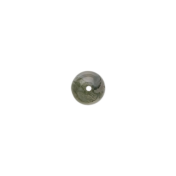 Bead, moss agate (natural), 8mm round, B grade, Mohs hardness 6-1/2 to 7. Sold per 15-1/2" to 16" strand. image number 2