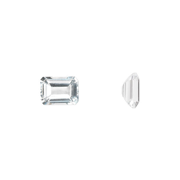 Gem, white topaz (natural), 8x6mm faceted emerald-cut, A grade, Mohs hardness 8. Sold individually. image number 0