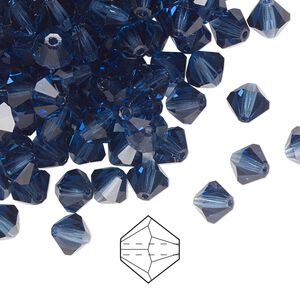 Bead 288pk Montana, Preciosa Czech crystal 6mm bicone