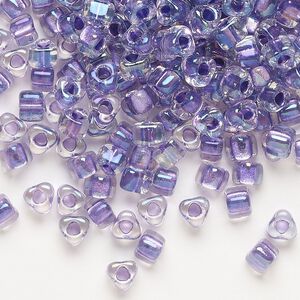 Seed bead, Miyuki, glass, transparent purple color-lined dark lilac, (TR1138), #5 triangle. Sold per 250-gram pkg.