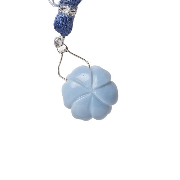 Blue opal / garnet 1pkg1, top-drilled hand-cut 1sided carved flower bead natural, 14mm image number 1